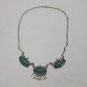Vintage Tourquose Silver Necklace Indian Jewelry